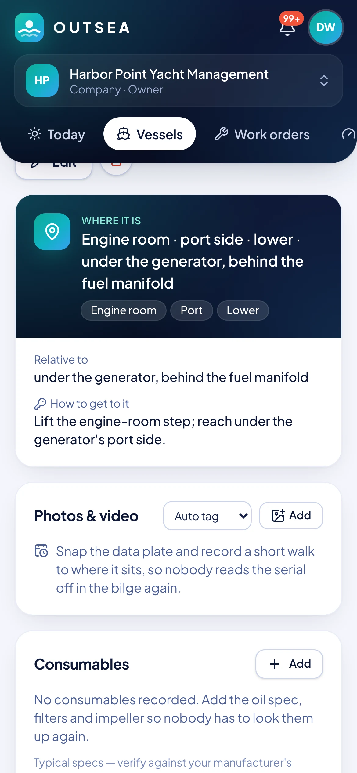 The same equipment page on a phone